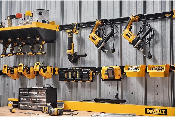 DEWALT Battery Organizer, Holds up to 4 Batteries, Mount Rail, Workshop Storage - Image 9
