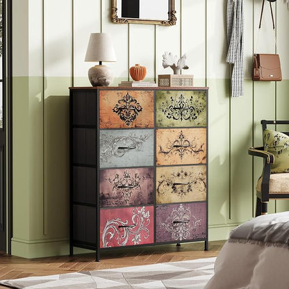 WLIVE 8 Drawer Fabric Dresser for Bedroom, Tall Storage Tower, Pattern | - Image 2