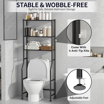 3-Tier Over The Toilet Storage, Freestanding Metal Bathroom Shelves, Space - Image 5