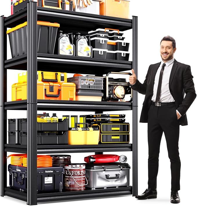 Heavy Duty Garage Shelving, 5-Tier Adjustable All Metal Storage Rack by CreatingaComfortableLiving
