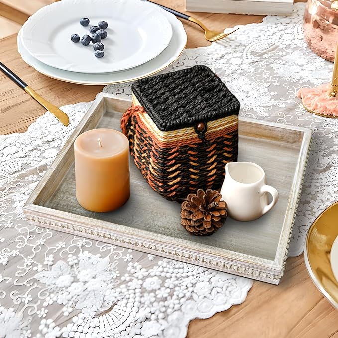 Wooden Decorative Tray, Rectangular Serving Tray - Image 3