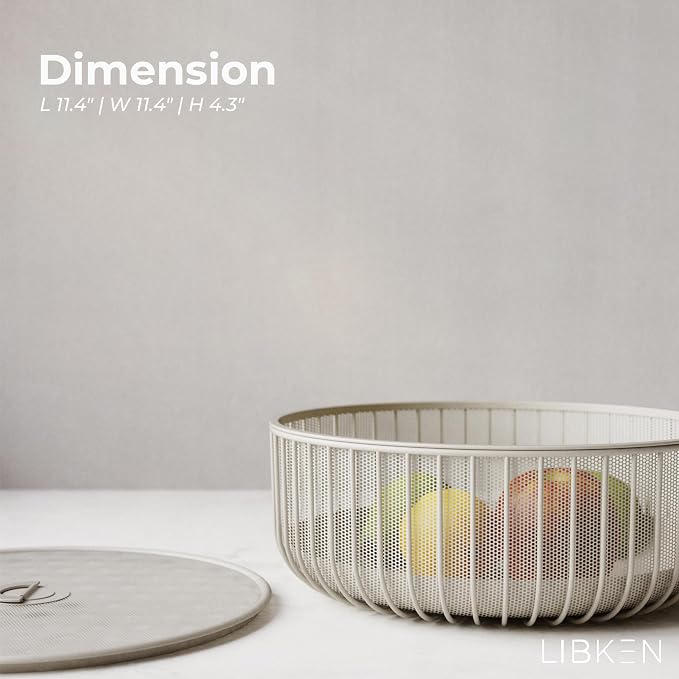 Metal Fruit Bowl with Mesh Lid and Basket - Image 3
