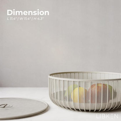 Metal Fruit Bowl with Mesh Lid and Basket - Image 3