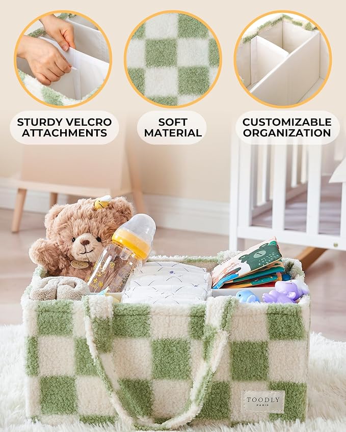 Checkered Diaper Caddy Organizer - Image 6