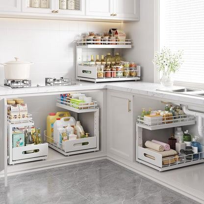 Under Sink Organizer Upgrade To Professional Rails, 2-Tier Dual Pull Out - Image 8