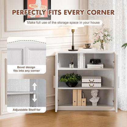 Casaphoria Farmhouse Corner Cabinet, Wooden Corner Storage Cabinet - Image 6