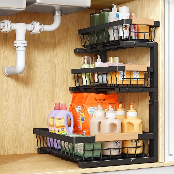 PXRACK Under Sink Organizer, Slide out Storage Drawer Rack by PXRACK