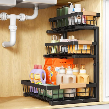 PXRACK Under Sink Organizer, Slide out Storage Drawer Rack by PXRACK