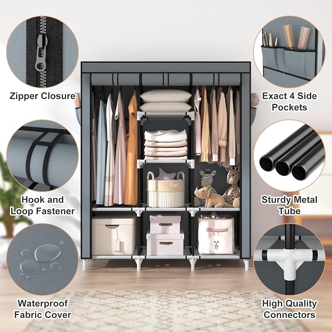 VTRIN Portable Closet Wardrobe for Hanging Clothes - Image 4