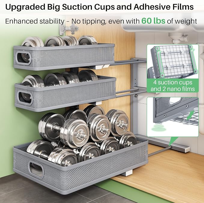 Kitstorack Under Sink Organizer, Slide out Storage Drawer Rack - Image 7