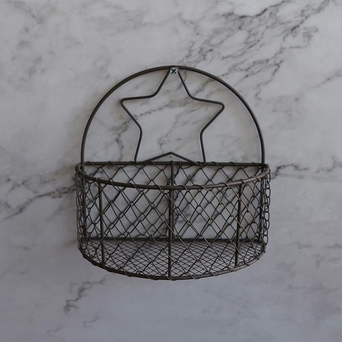 Wall Mounted Chicken Wire Storage Basket Rustic Hanging Wire Bin Organizer - Image 3