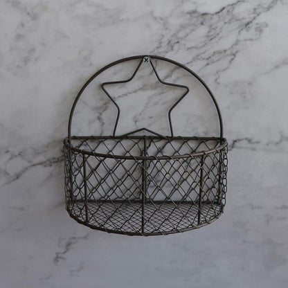 Wall Mounted Chicken Wire Storage Basket Rustic Hanging Wire Bin Organizer - Image 3