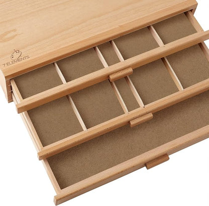 7 Elements 3 Drawer Wooden Artist Storage Supply Box - Image 7