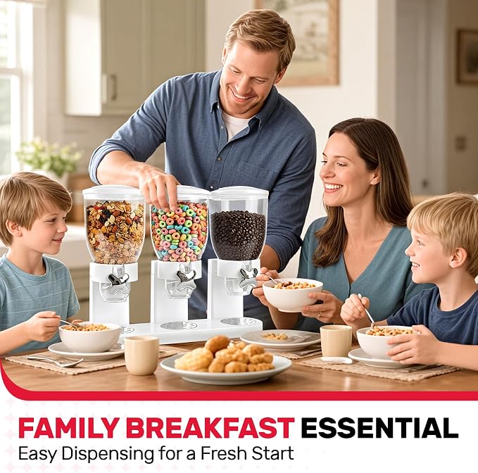 Triple Cereal Dispenser Countertop 2L, Airtight Cereal Containers Storage - Image 4