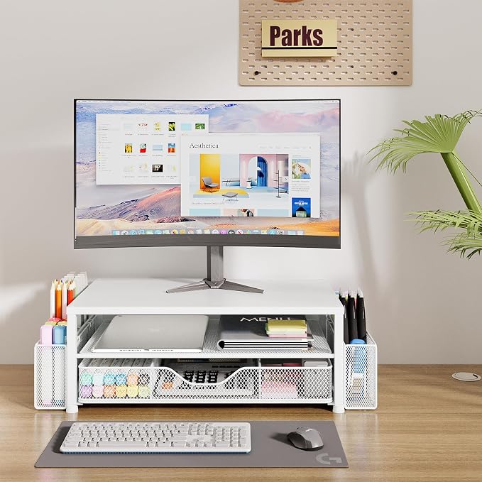 OPNICE Desk Organizers and Accessories, 2-Tier Computer Monitor Stand Riser - Image 2