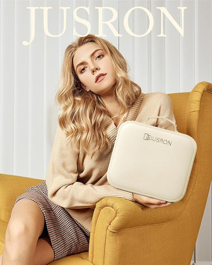 JUSRON Travel Makeup Bag With LED Mirror, Cosmetic Train Case with Light up - Image 6