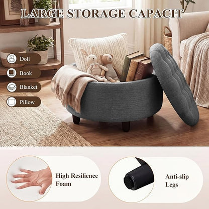 COLAMY Round Hidden Storage Ottoman - Image 4