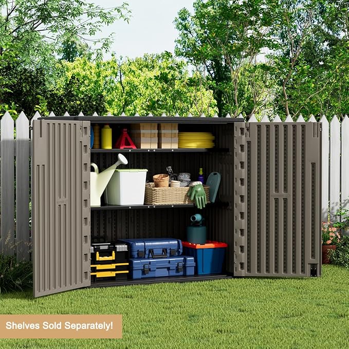 KINYING Outdoor Horizontal Storage Sheds, Outdoor Storage Cabinet Waterproof - Image 6