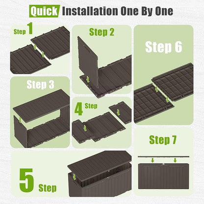 Flamaker Resin Deck Box 100 Gallon Large Outdoor Storage Box Waterproof | - Image 3