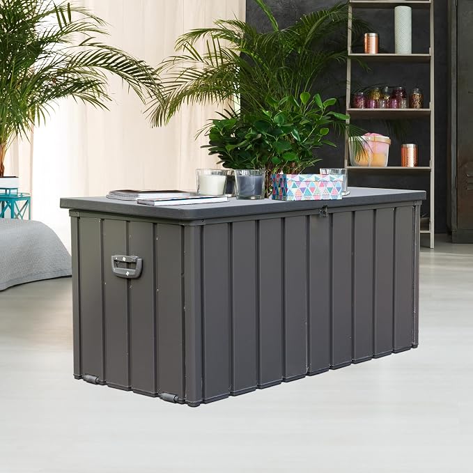 KUIKUI 100 Gallon Deck Box Waterproof, 100 Gallon Outdoor Storage Box, Metal by KUIKUI