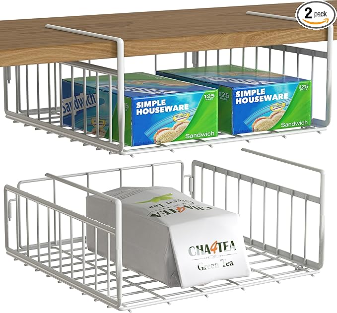 Simple Houseware Under Shelf Basket, Office – Wire Metal Shelf Organizer by SimpleHouseware