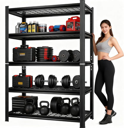 35''W Wire Shelving Unit, 3000 Lbs Heavy-Duty Garage Storage Shelves, 5-Tier by Beaunatixx