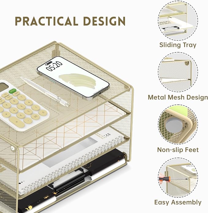 DALTACK 3 Tier Letter Tray Paper Organizer - Image 4