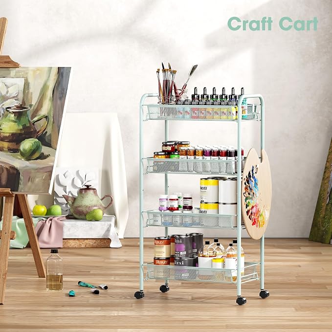 TOOLF 4-Tier Rolling Cart, Metal Utility Cart - Image 8