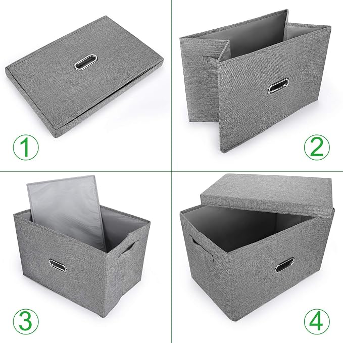Large Linen Fabric Foldable Storage Bins - Image 3