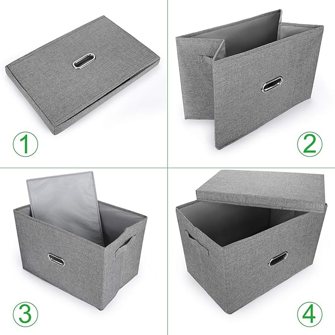 Linen Fabric Collapsible Storage Bins - Image 3