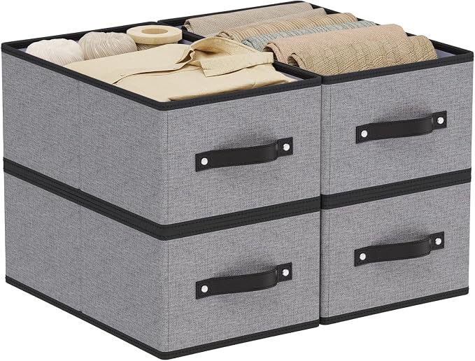 Fabric Storage Boxes, 16.1 × 9.8 × 6.5 Inch Storage Baskets by YheenLf