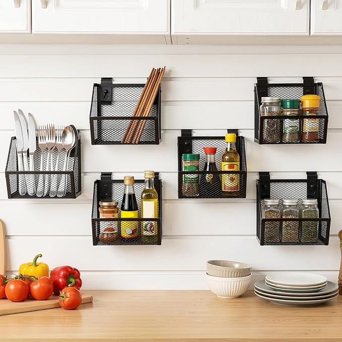 6 Set Slatwall Bins with Metal Hooks Mesh Slat wall Mounted Hanging Holder - Image 6