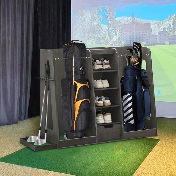 Golf Bag Organizer Storage Rack Large Wooden by Hohuqeri