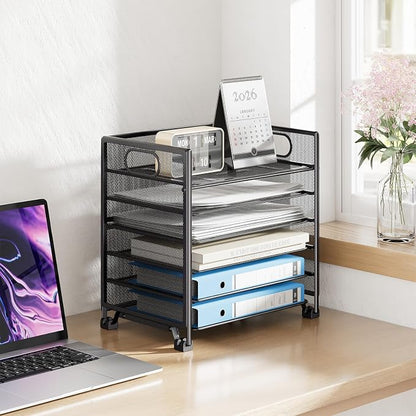 Simple Trending 6-Tier Letter Tray Organizer, Metal Mesh File Holder - Image 5