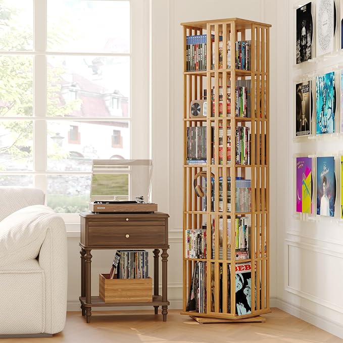 XIMN 360° Rotating Bamboo CD/DVD Shelf - Image 9