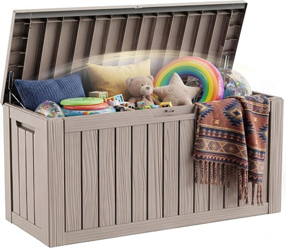 EFU Outdoor Storage Box 140 Gallon Deck Box Lockable UV Resistance Waterproof by EFU