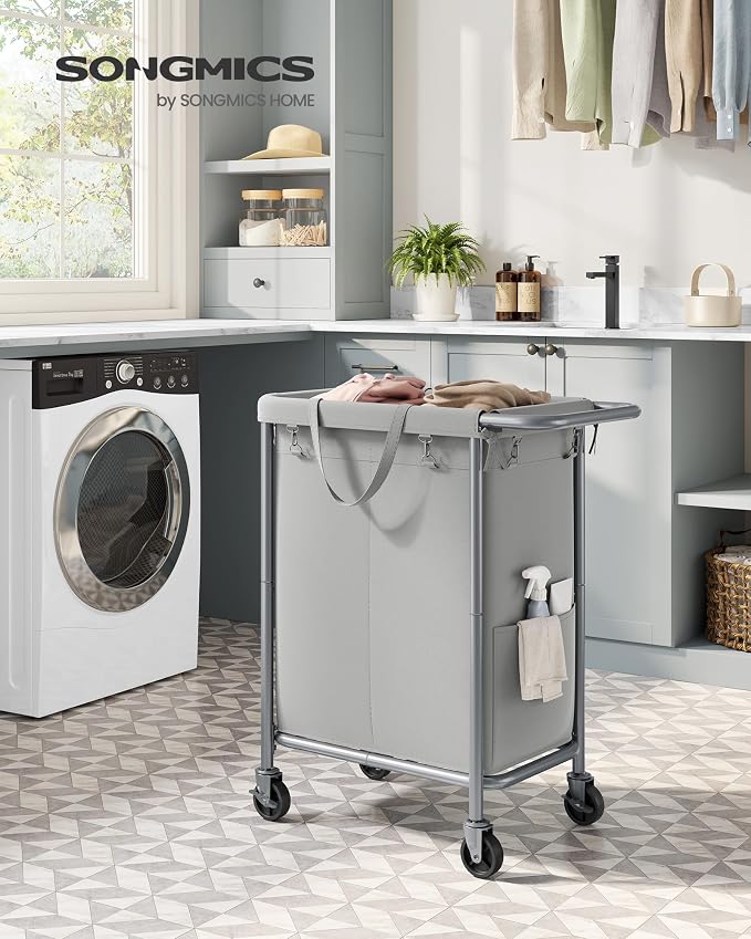 SONGMICS Laundry Basket with Wheels, Rolling Laundry Hamper, 23.8 Gallons - Image 2