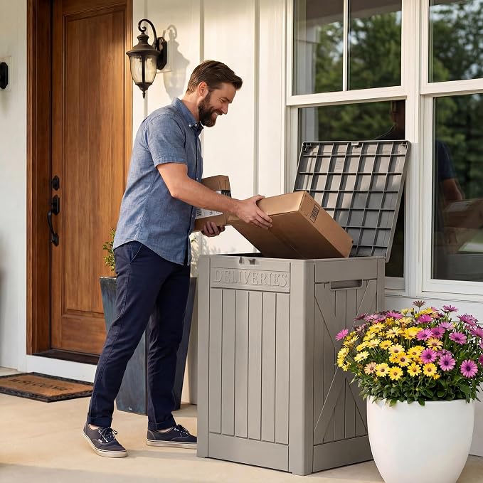 Lockable Outdoor Storage Box 52 Gallon, All-Weather Resin Deck Box - Image 5