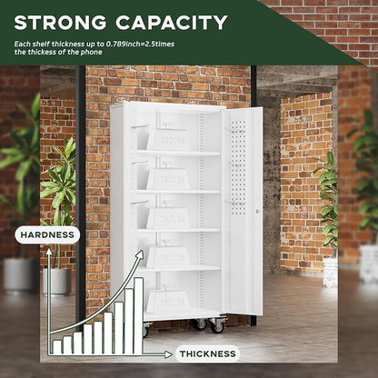 Greenvelly White Metal Storage Cabinet - Image 5