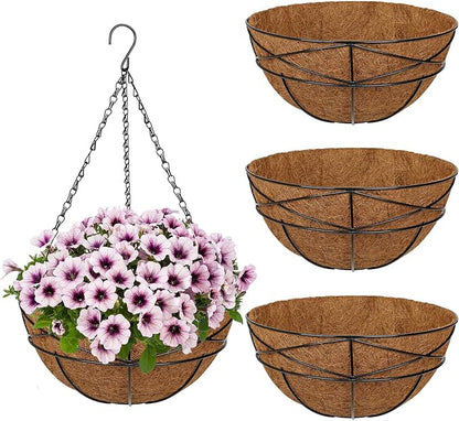 4 Pack 12 inch Metal Hanging Baskets by NatureCrafted