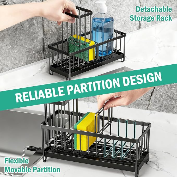 2 Pack Sponge Holder for Kitchen Sink, Sink Caddy Organizer - Image 2