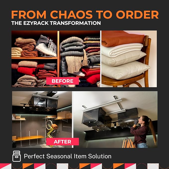 Adjustable Over Head Garage Bin Storage System Tote Lift Pro Overhead Storage - Image 5