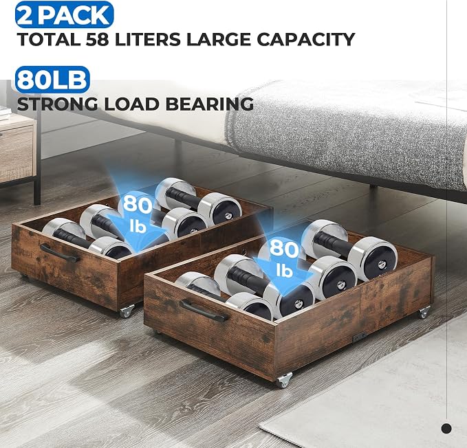 TIOPGHAD 2-Pack Under Bed Storage Drawers Organizer - Image 3