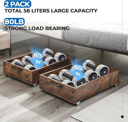 TIOPGHAD 2-Pack Under Bed Storage Drawers Organizer - Image 3