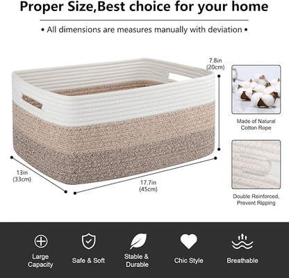 OIASKET Large Storage Basket for Organizing, Woven Rope Basket for Shelves - Image 2