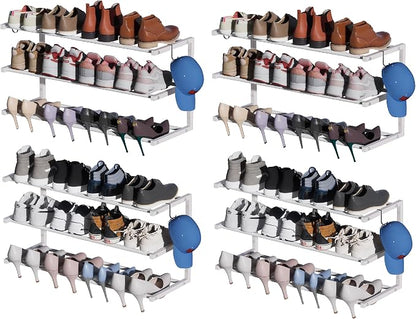 4 Pack Wall Mounted Shoe Rack, 3 Tier Hanging Shoe Rack Holds 48 Pairs by HomeOrganizerandStorage