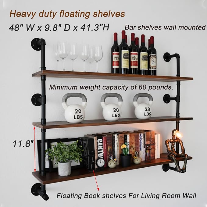Industrial Pipe Wall Shelves Pipe Shelving - Image 3