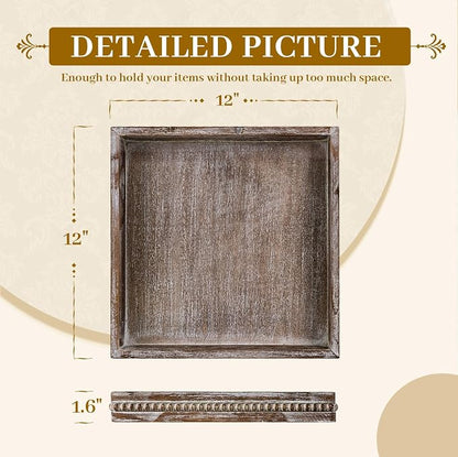 MAONAME Wood Serving Tray, Farmhouse Wooden Tray - Image 2