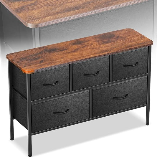 Curved Profile Dresser for Bedroom, Chest of Drawers, 5 Storage Drawers by Sonharlar