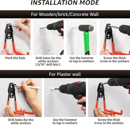 40 Pack Utility Steel Heavy Duty Wall Mount Garage Hooks, - Image 3
